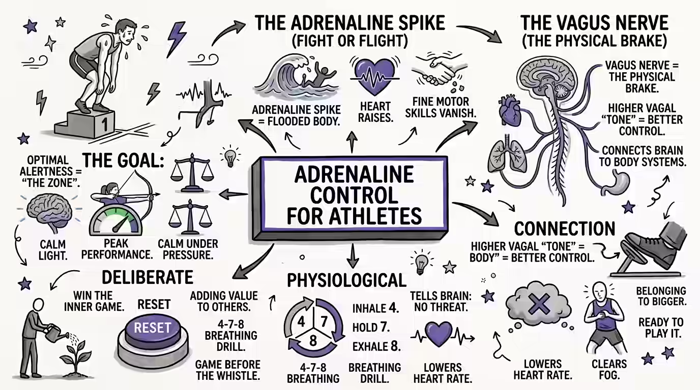 High level athletes learn to manipulate their adrenaline spikes for enhanced performance