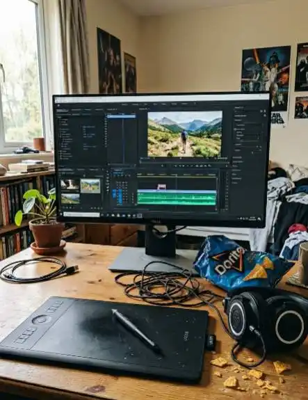 Graphic design workspace showing Adobe Creative Cloud editing software