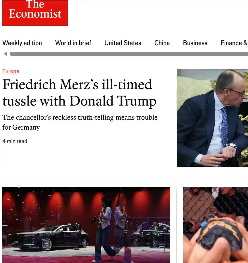 Digital tablet displaying The Economist news subscription on a counter
